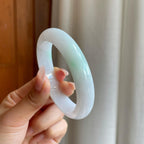 细糯冰飘一抹翠翡翠平安镯（56.5mm）（yc278066）