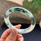 细糯种飘蓝花正圈平安镯 56.6圈口 天然缅甸A货翡翠（yc376067）