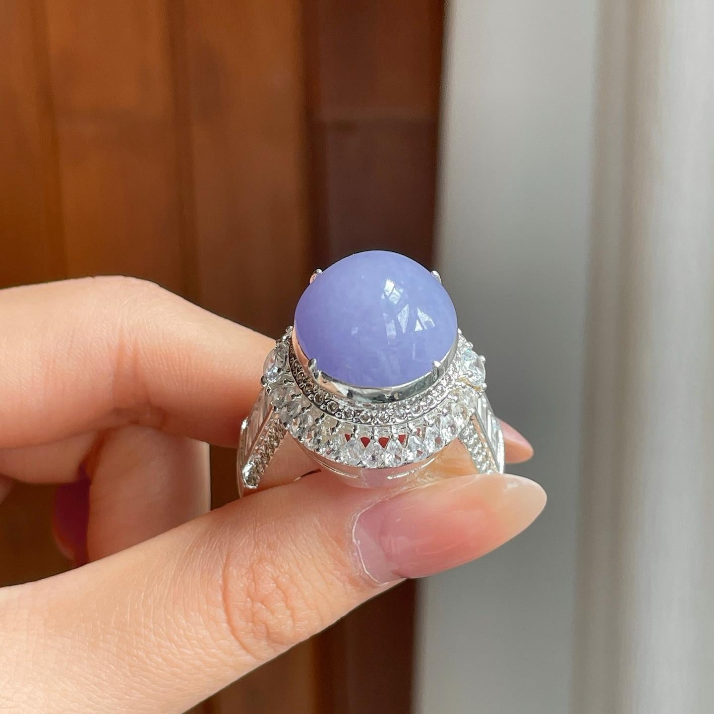 铜托糯冰紫罗兰翡翠蛋面（yc348939）