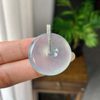 18k金钻镶冰种带底色平安扣吊坠（yc245081）