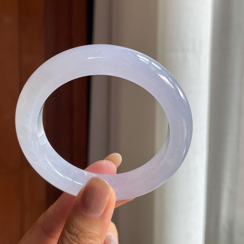 冰种淡紫罗兰翡翠平安镯(55.7mm)（yc422943）