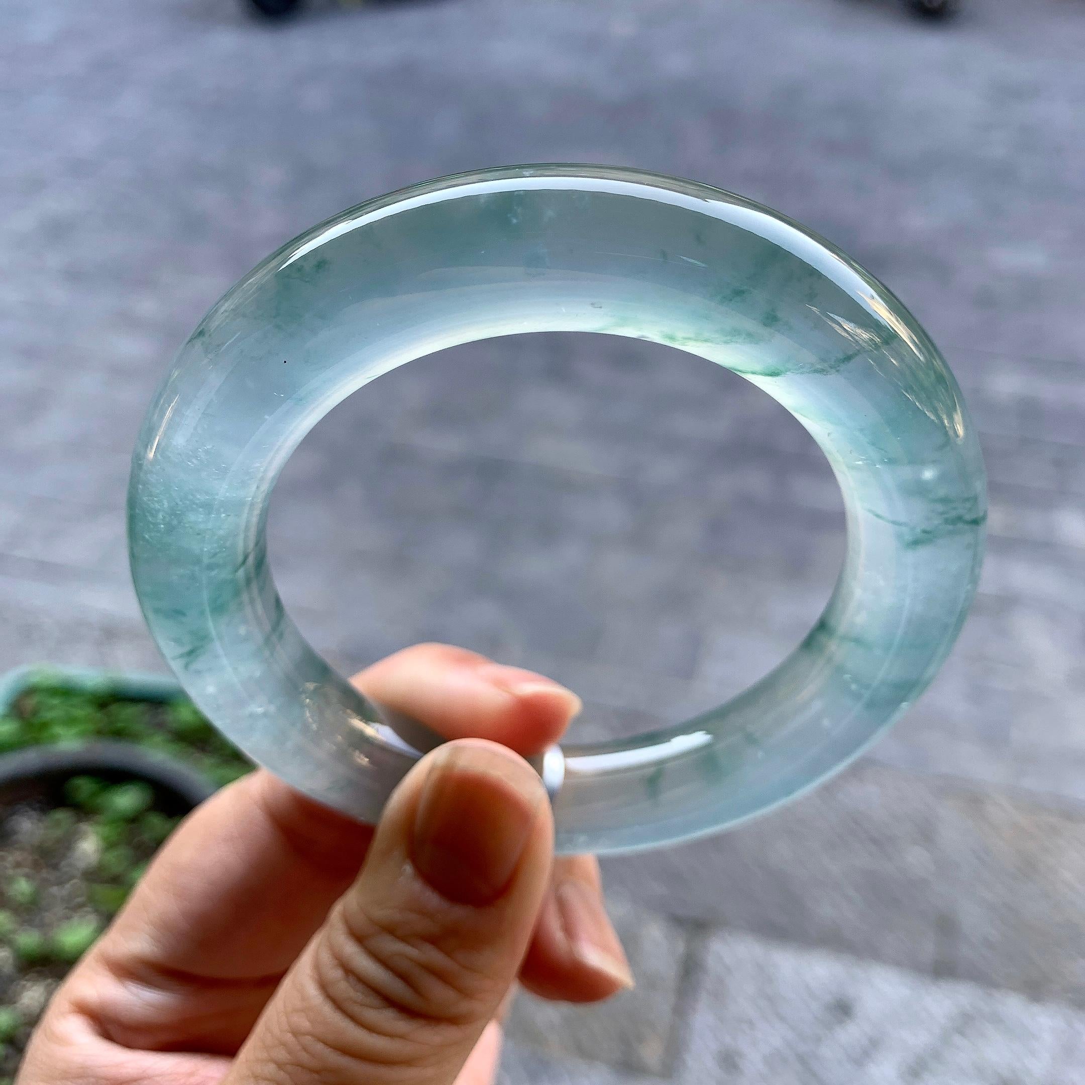 冰种飘花圆条手镯（56.4mm）（yc268983）