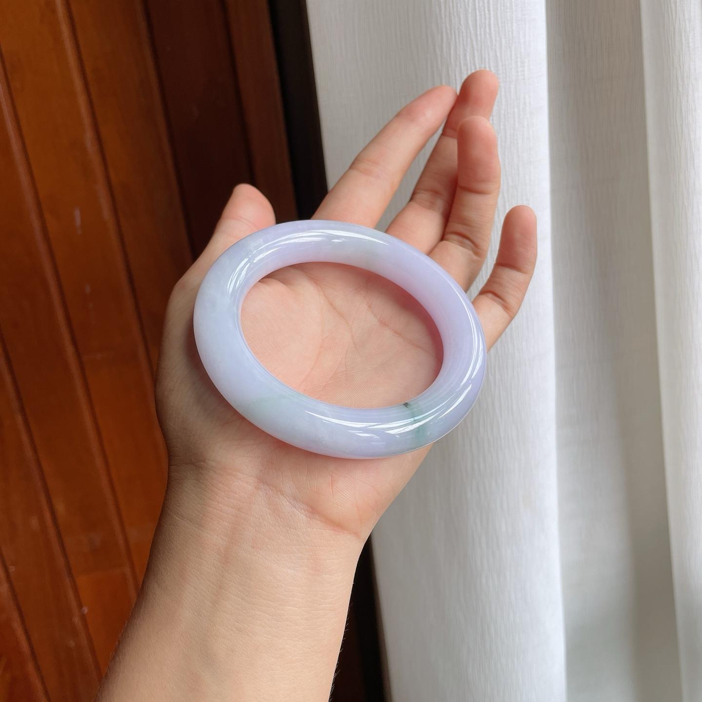 糯冰紫罗兰飘花翡翠圆条手镯（58mm）（yc221932）