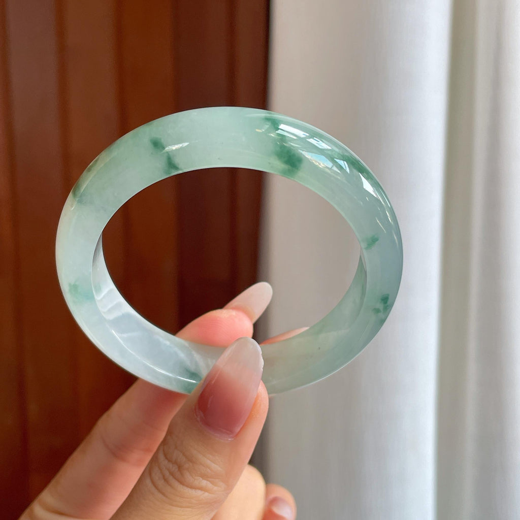冰种飘花翡翠平安镯（55.8mm）（yc302427）