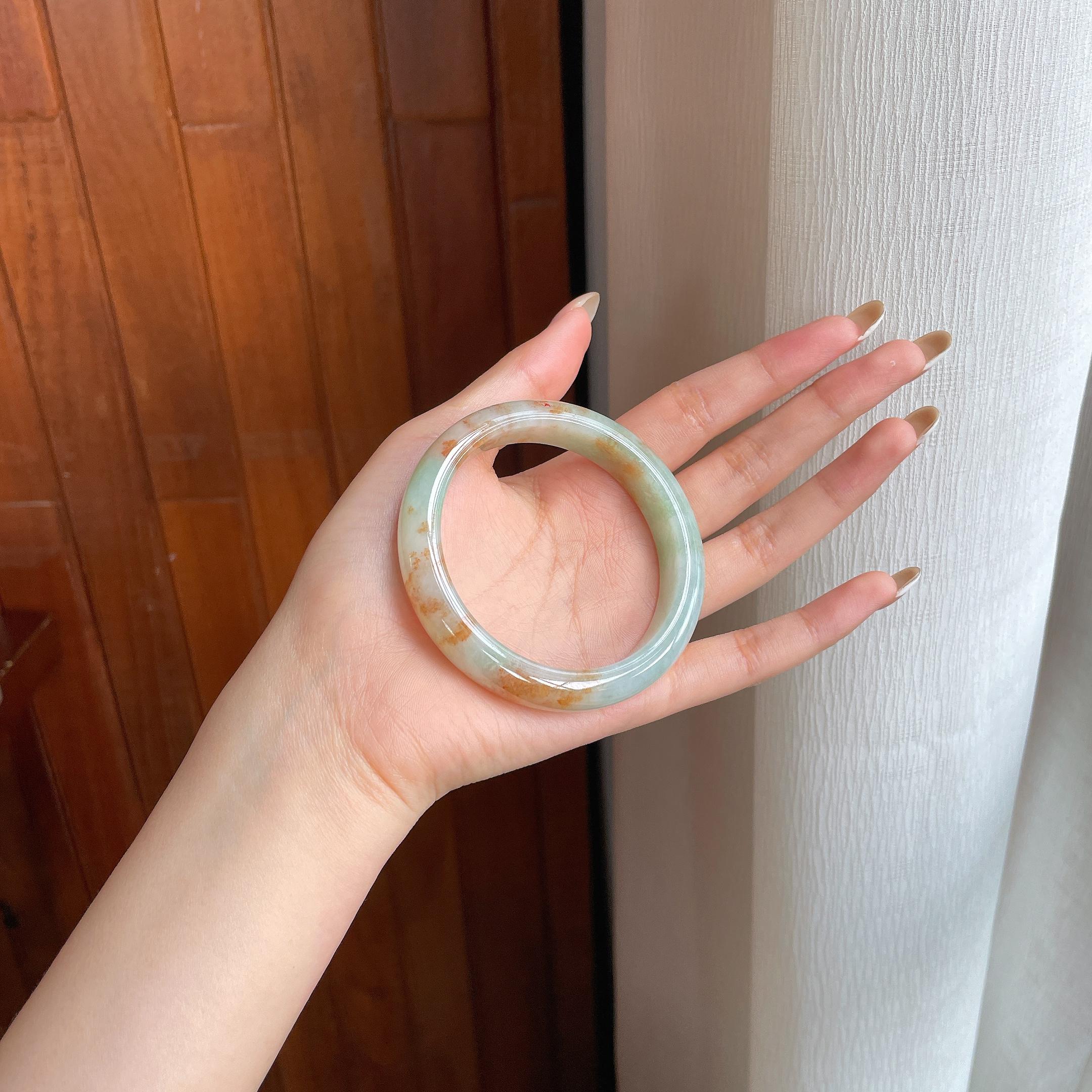 糯冰特色翡翠平安镯（56.6mm)（yc419564）