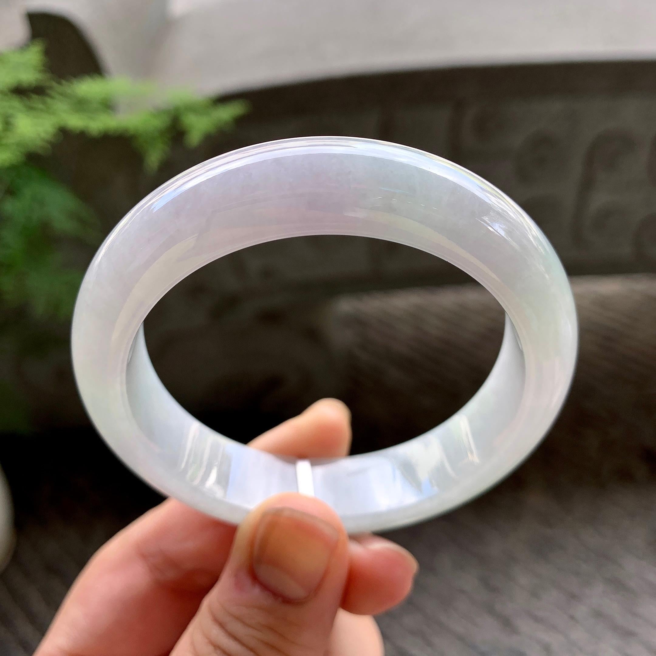 糯种淡粉底平安镯（54.2mm）（yc202349）