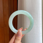 糯冰晴底翡翠圆条手镯（53.8mm)（yc374249）