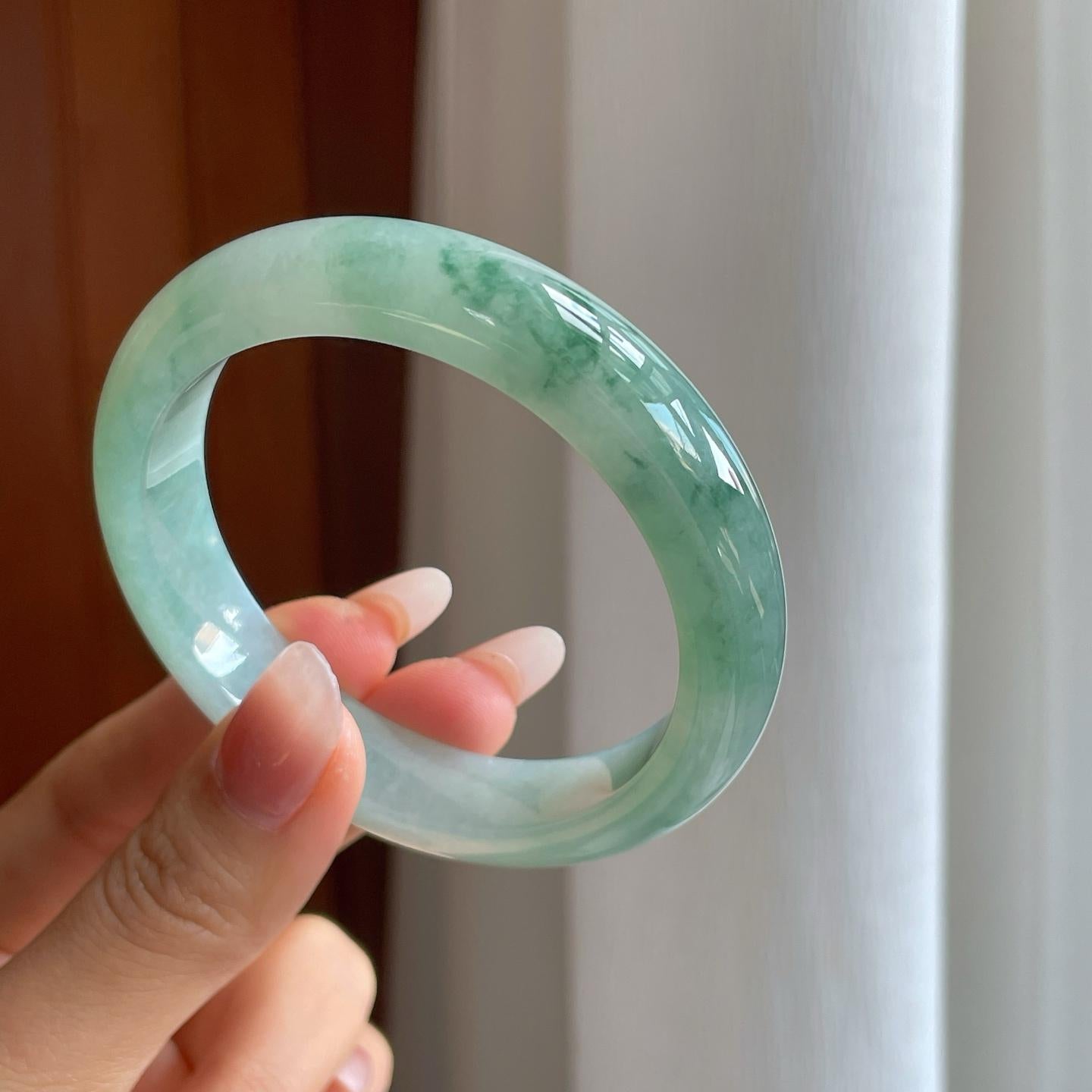 糯冰飘花翡翠平安镯（57.8mm）（yc307010）