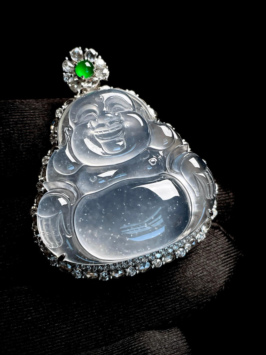 18k金钻镶冰玻种翡翠佛公（yc269681）