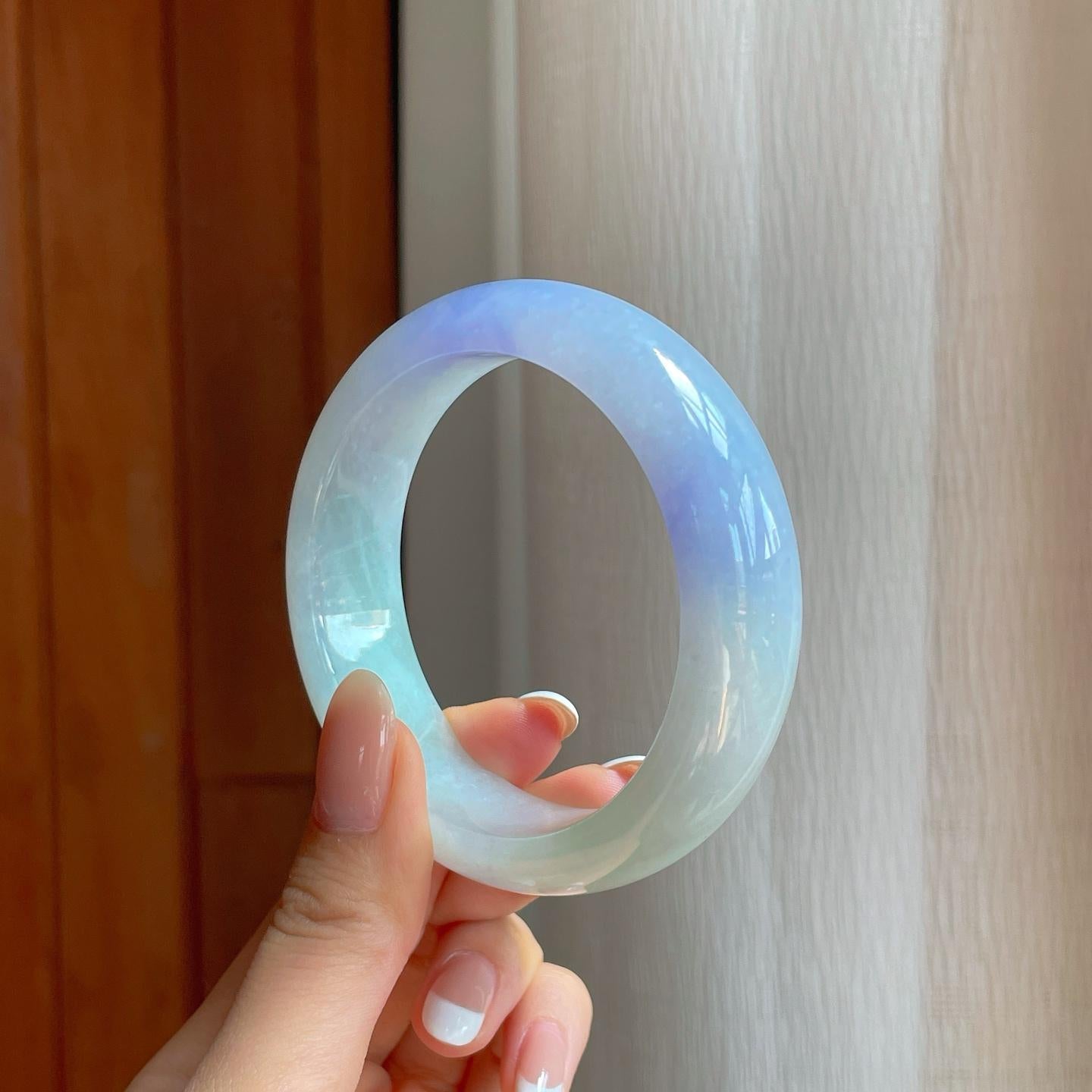 糯冰紫罗兰宽版翡翠平安镯（57.4mm)（yc374846）