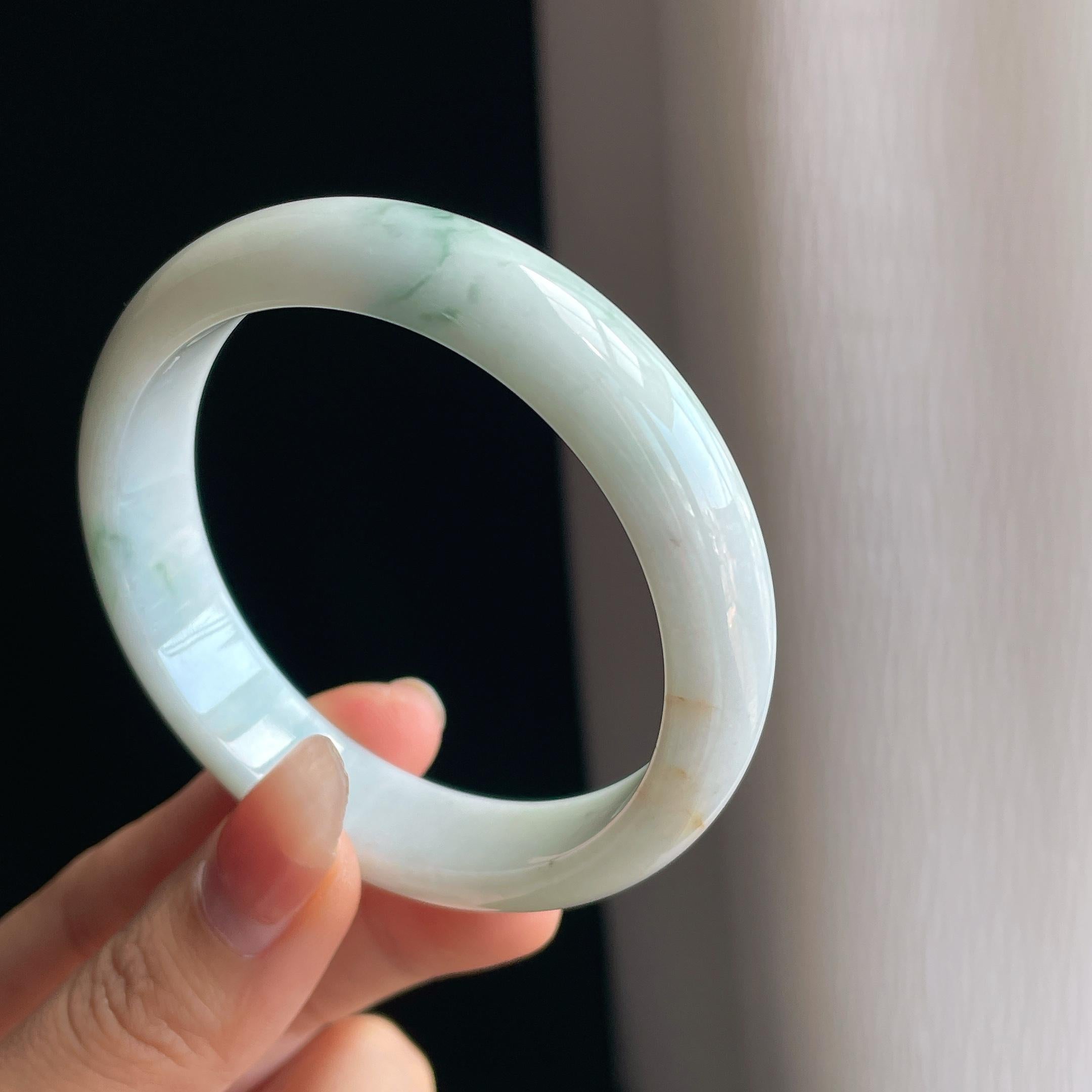 糯冰飘花翡翠平安镯（57mm)（yc334673）