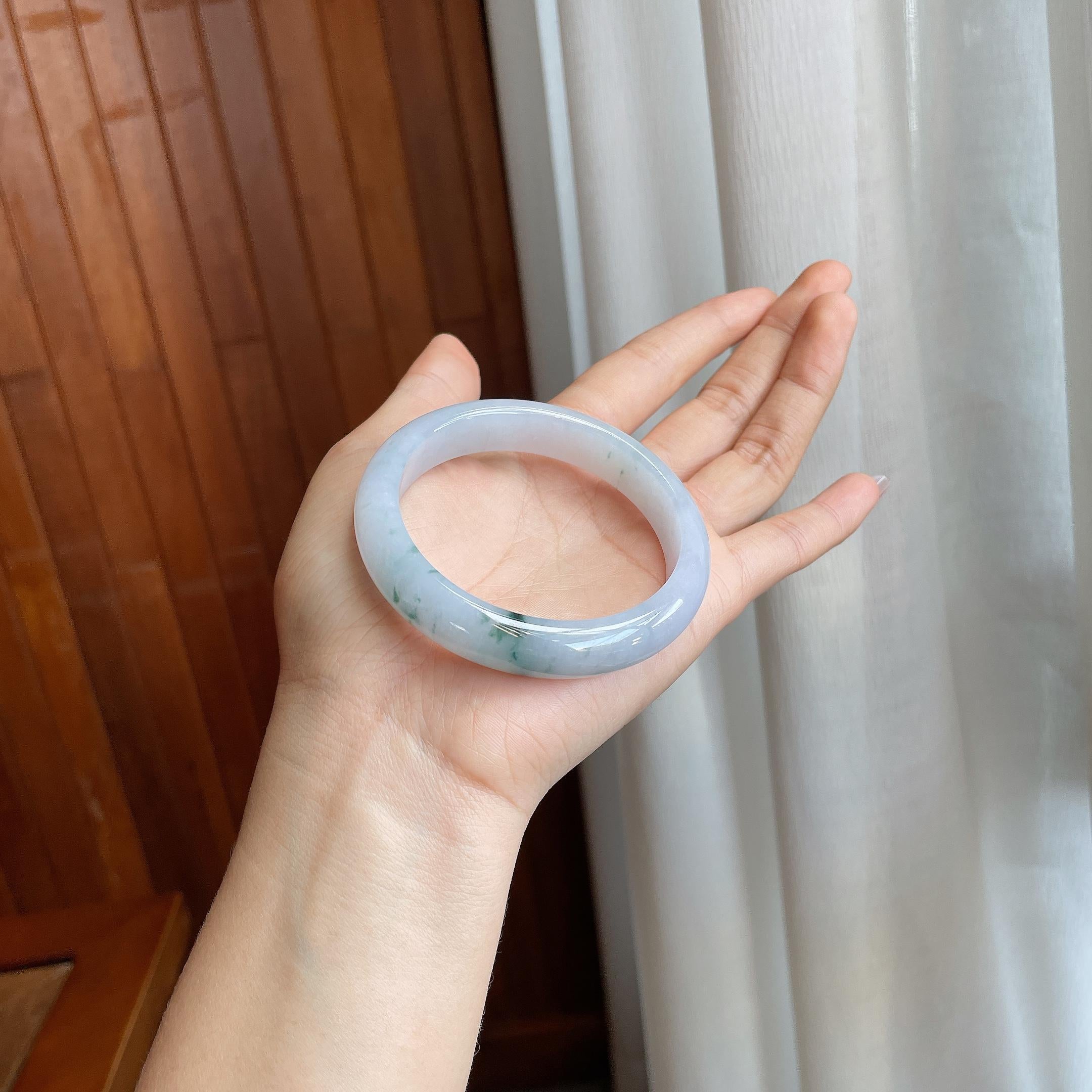 糯冰飘花翡翠平安镯（57mm)（yc316584）
