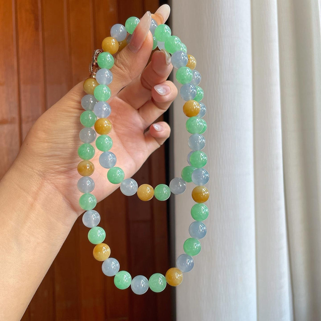 糯冰种多宝翡翠珠串手串（yc267474）