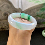 糯冰种飘绿宽版轮胎手镯（56mm）（yc264512）