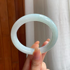 糯冰淡底色翡翠平安镯（60.4mm)（yc360239）