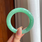 糯冰满绿翡翠圆条手镯（55mm)（yc419488）