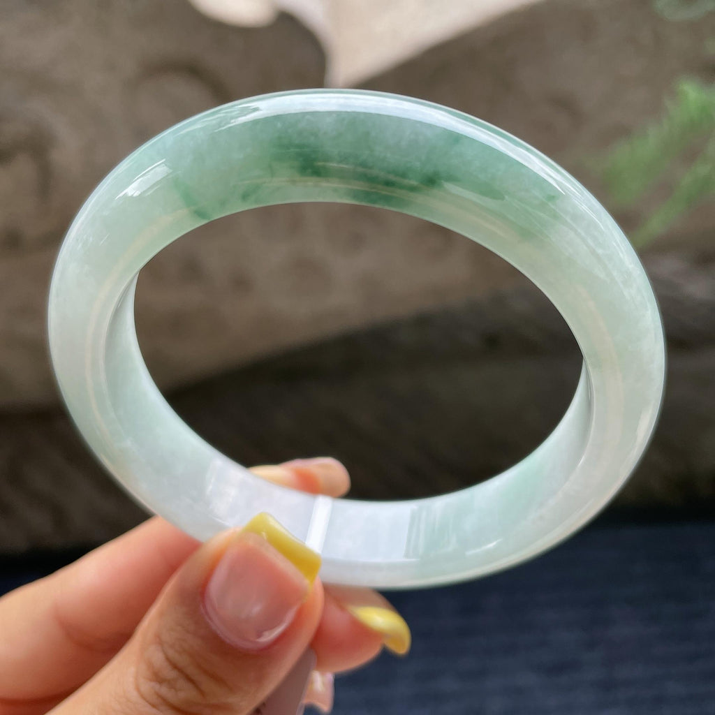 细糯种飘花正圈平安镯56.2圈      天然缅甸A货翡翠（yc381969）