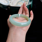 糯冰晴底飘黄正圈翡翠手镯（56.7mm）（yc017163）