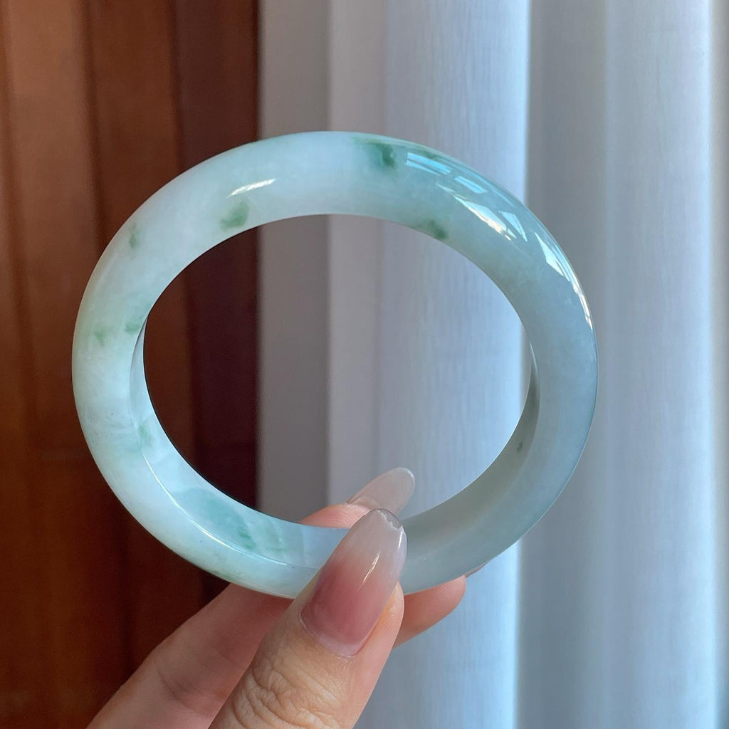 糯冰飘花翡翠平安镯（63mm）（yc266483）