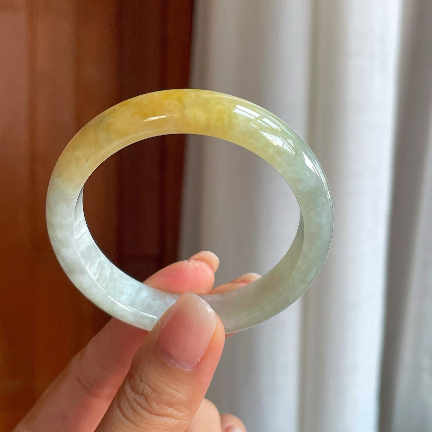 糯冰黄翡翡翠平安镯（52mm）（yc396389）