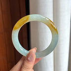 糯冰黄翡翡翠圆条手镯（yc426405）