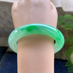 糯冰种飘绿圆条手镯（58mm）（yc249466）