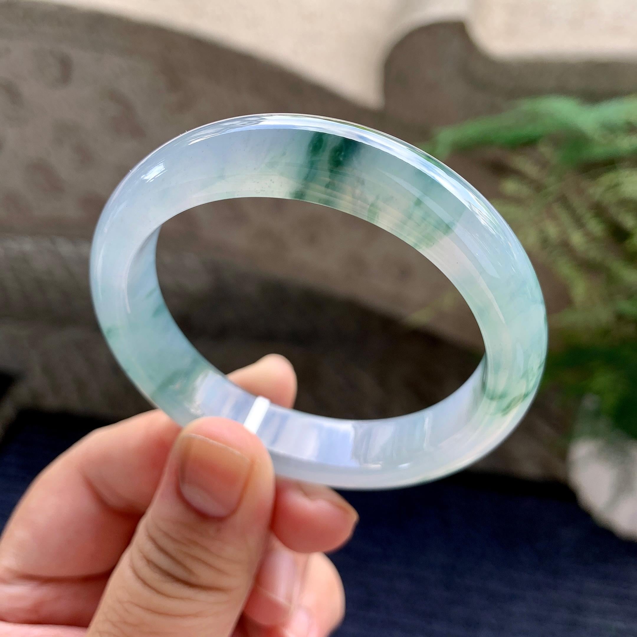 糯冰种飘花平安镯（51.2mm）（yc226065）