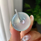 18k金钻镶冰种带底色平安扣吊坠（yc245081）