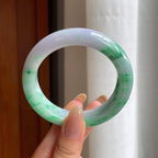 糯冰带色翡翠平安镯（54.3mm)（yc423145）