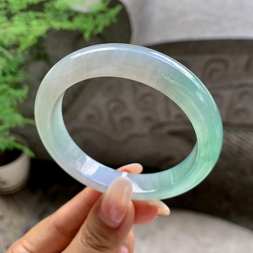 糯冰种湖水绿平安镯（56.8mm）（yc203702）