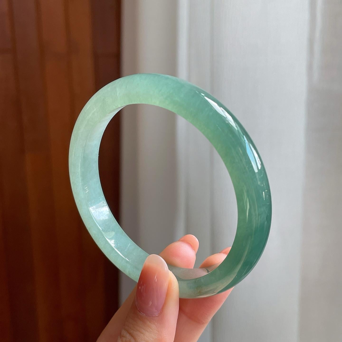 冰种湖水绿翡翠平安镯（58.3mm）（yc333817）