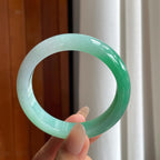 糯冰带色翡翠平安镯（58mm）（yc238189）