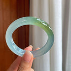 冰种蓝底黄翡翡翠平安镯（55.8mm）（yc396397）