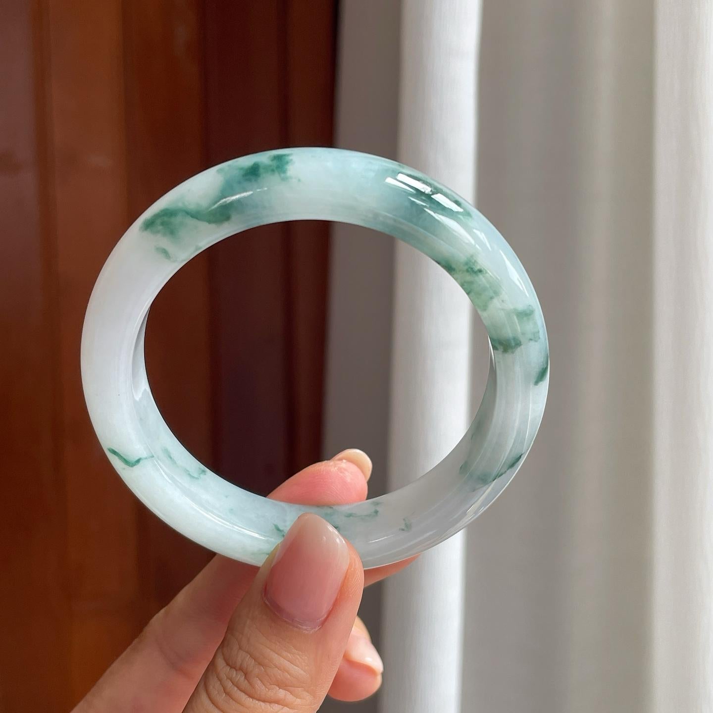糯冰飘花翡翠平安镯（56.8mm）（yc397223）