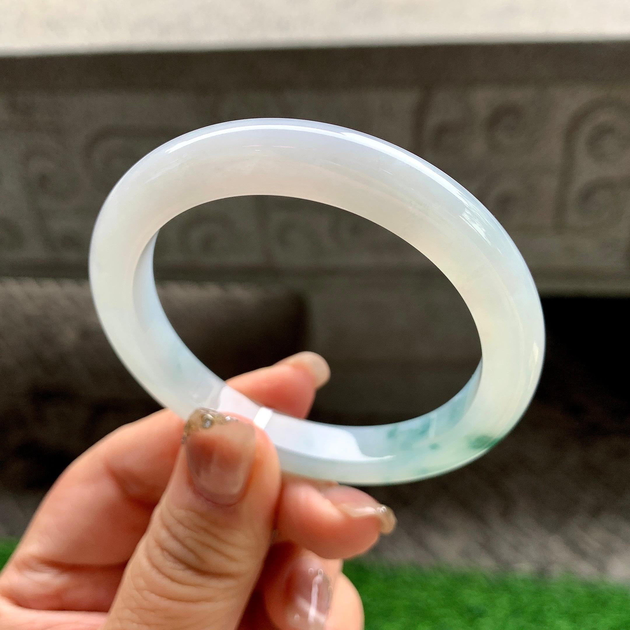糯冰种飘花平安镯（52.8mm）（yc288713）