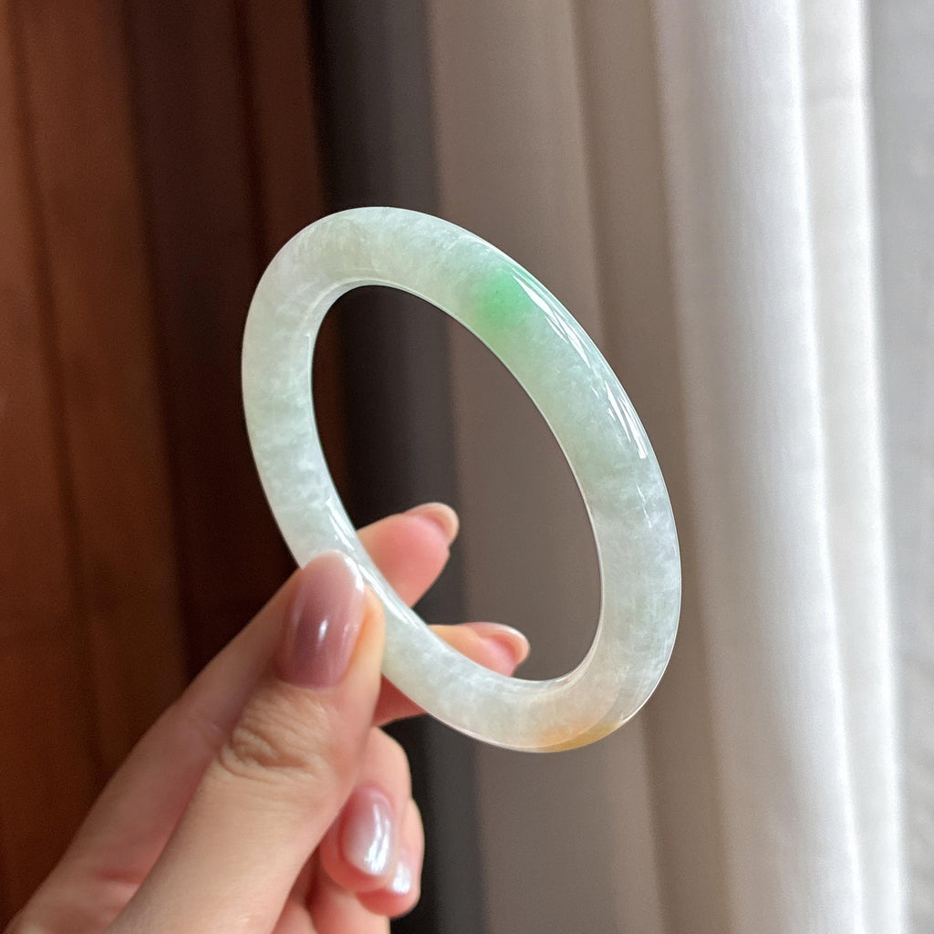细糯种黄翡特色圆条手镯 52圈 天然缅甸Ａ货翡翠（yc487648）