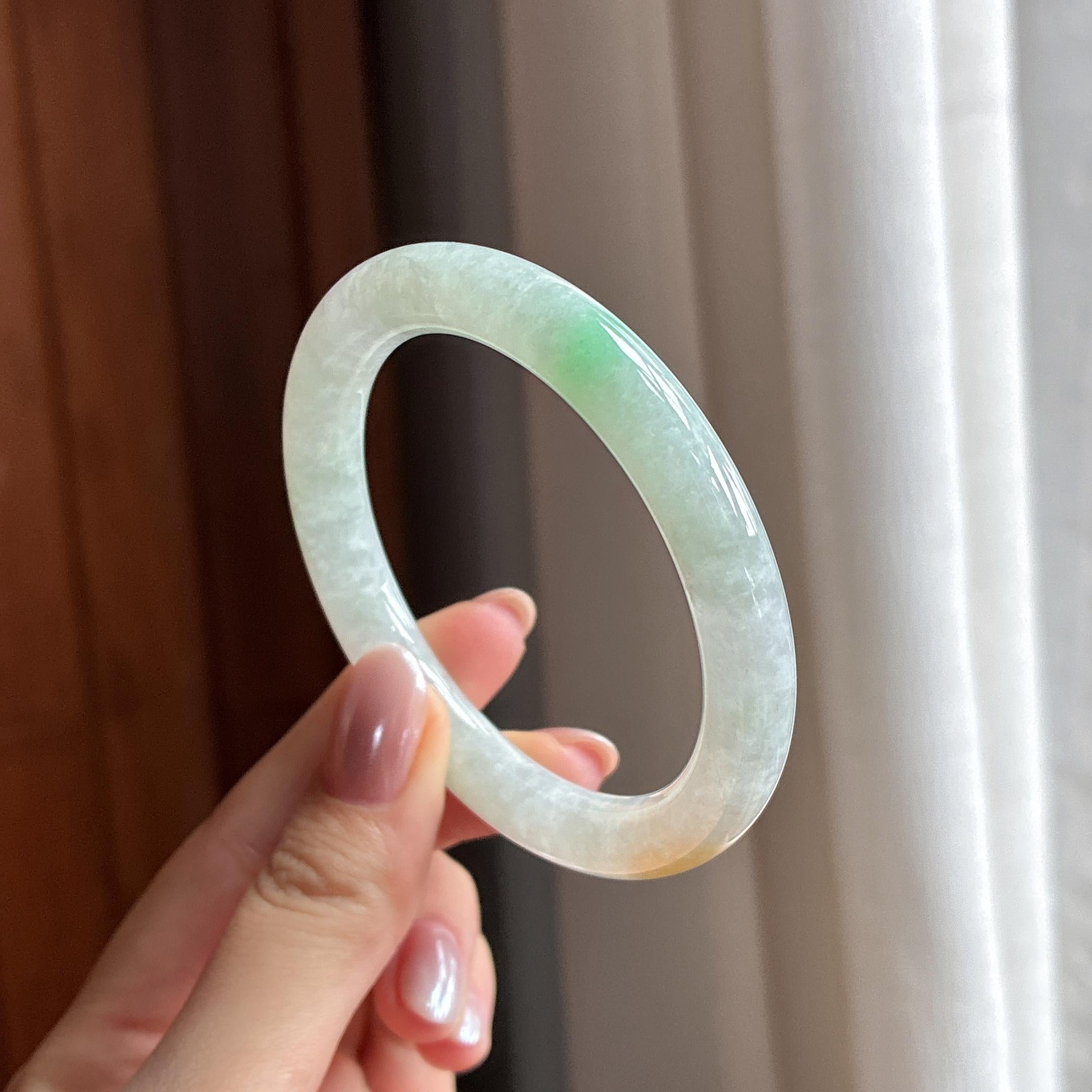 细糯种黄翡特色圆条手镯 52圈 天然缅甸Ａ货翡翠（yc487648）