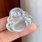 冰玻种雪花棉无色翡翠佛公（yc238170）