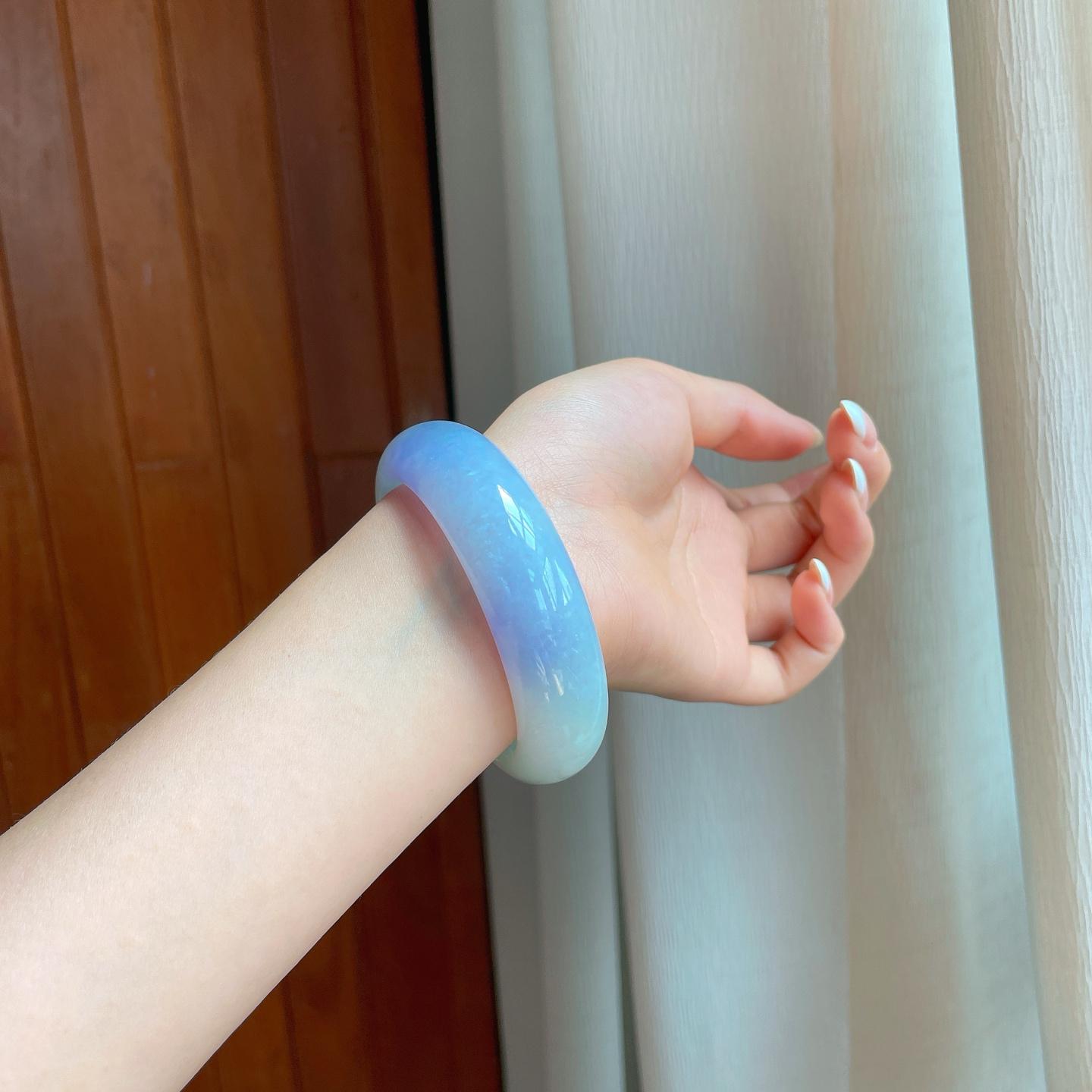 糯冰紫罗兰宽版翡翠平安镯（57.4mm)（yc374846）