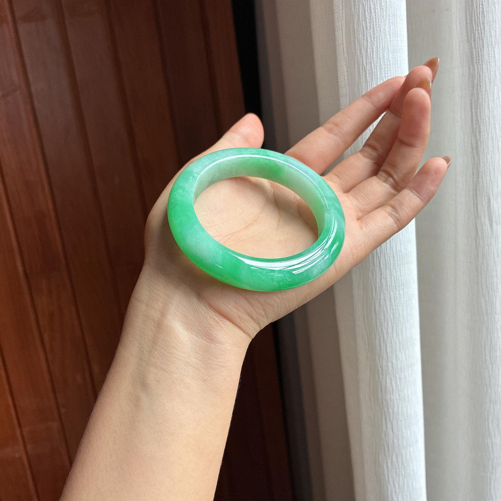 Vòng tay bình an ngọc phỉ thúy băng lạp mang màu, vòng tay bình an chính khuyên, size 55, ngọc phỉ thúy tự nhiên loại A Myanmar (yc451494)