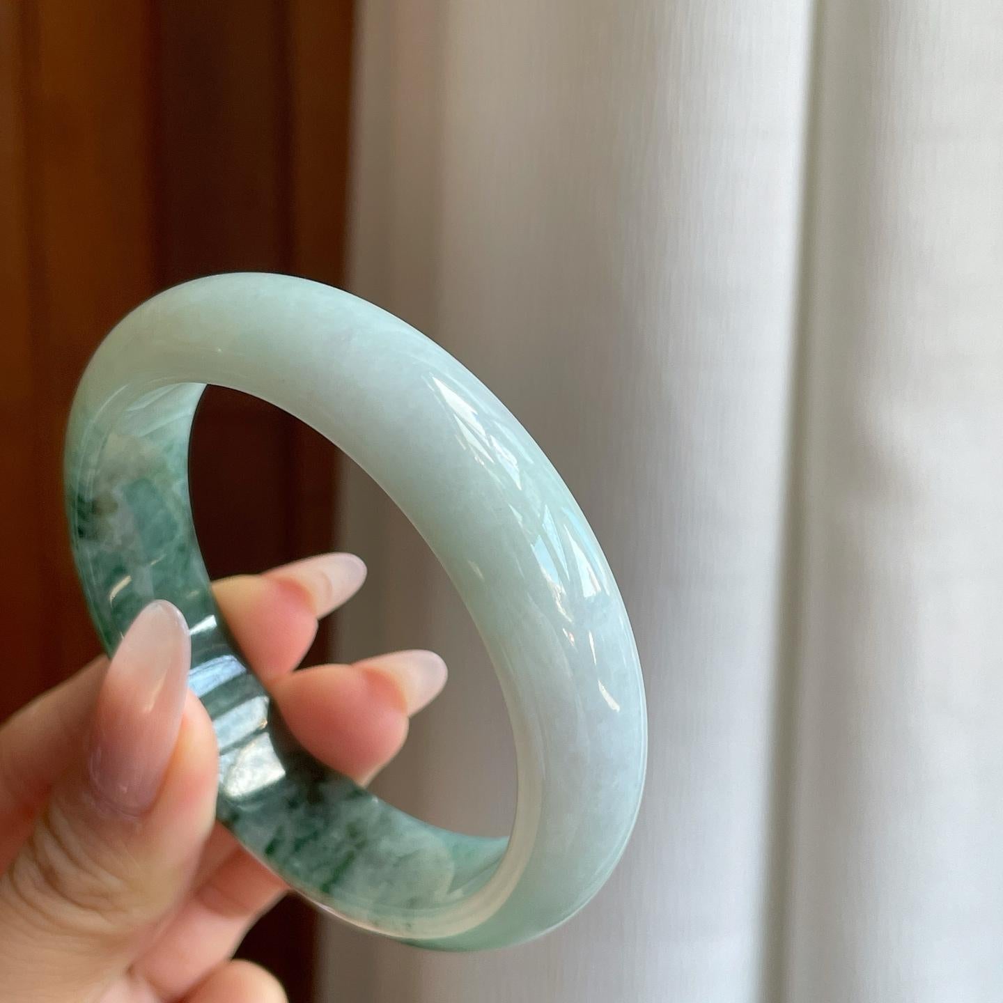 细糯冰半山半水翡翠平安镯（57mm）（yc272885）