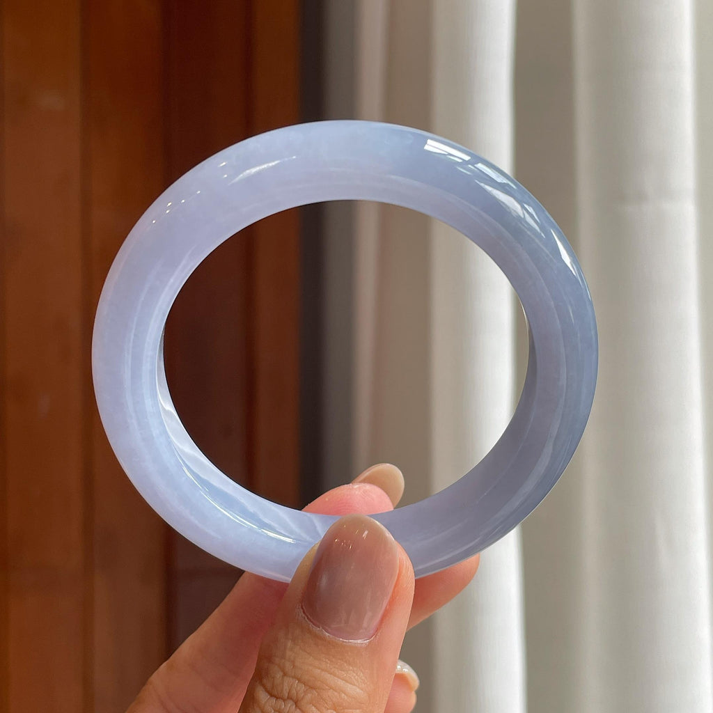糯冰种紫罗兰翡翠平安镯(53mm)（yc414554）