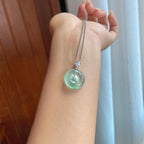 18k金扣冰种飘绿花翡翠平安扣（yc241856）