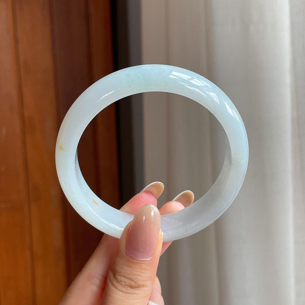 糯冰白月光洒金翡翠平安镯（58.2mm)（yc414510）