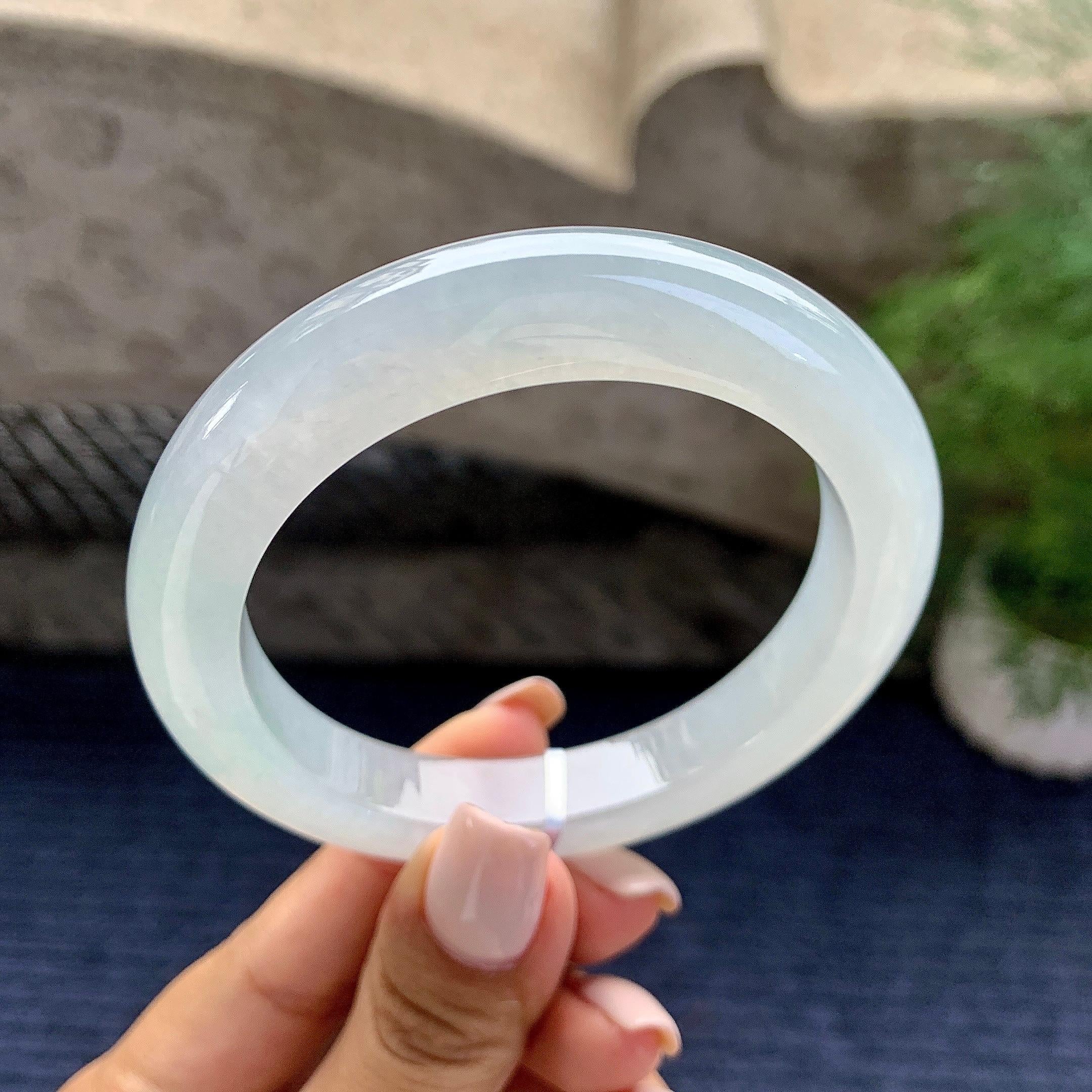 糯冰种飘花平安镯（56.6mm）（yc229259）