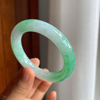 糯冰带色圆条翡翠手镯（54mm）（yc225097）