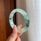 冰种飘花翡翠平安镯（54.6mm)（yc412127）