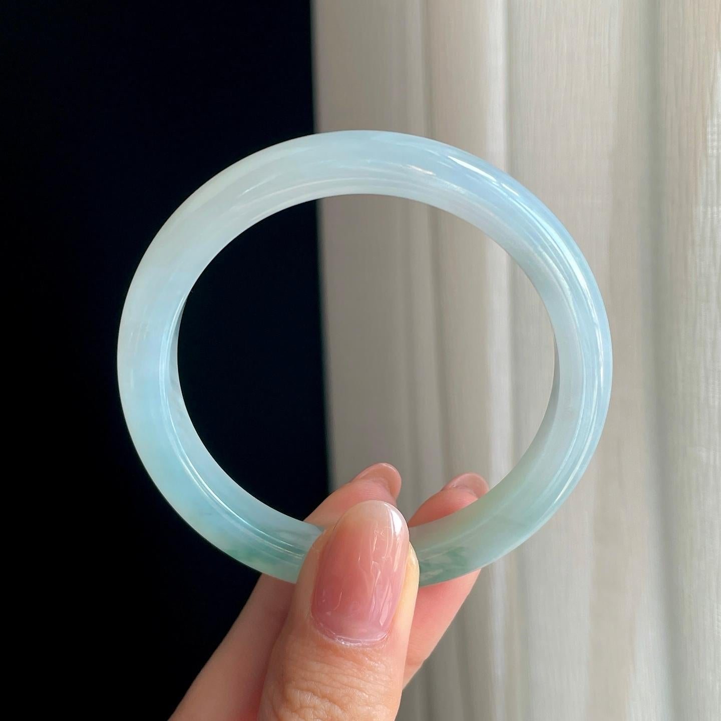 糯冰飘花翡翠平安镯（51mm)（yc329489）