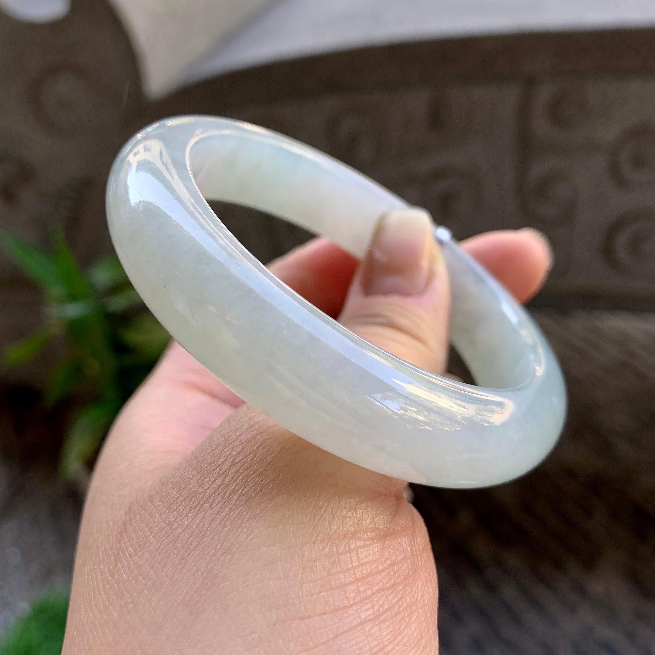 糯冰种淡晴底平安镯（56.4mm）（yc307301）