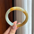 糯冰黄翡翡翠平安镯 56圈天然缅甸A货翡翠（yc438199）